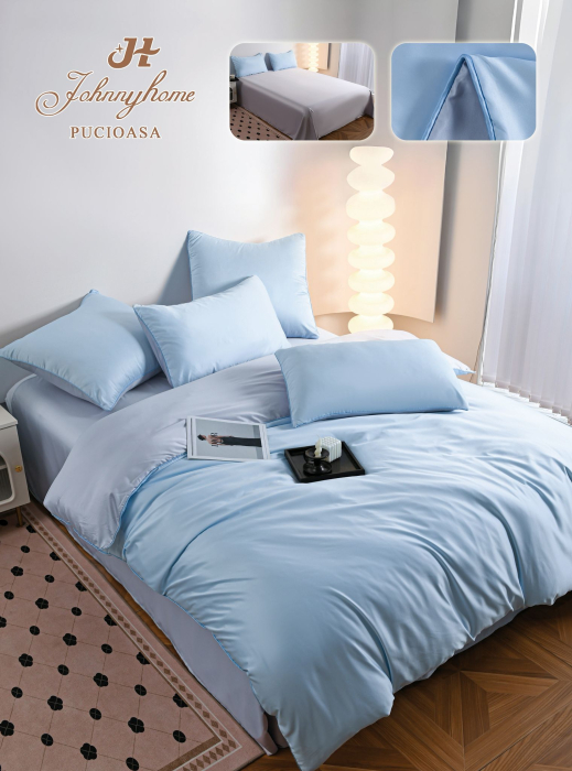 Lenjerie De Pat Premium Din Matase 6 Piese - Bleu [3]