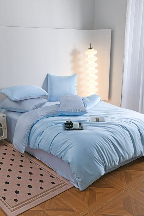 Lenjerie De Pat Premium Din Matase 6 Piese - Bleu [19]