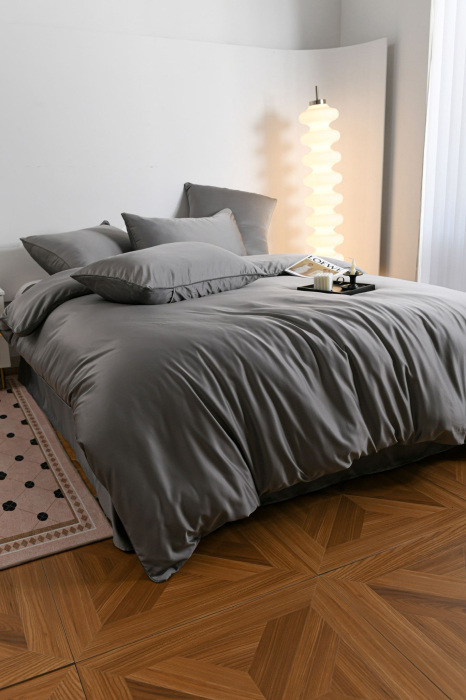 Lenjerie De Pat Premium Din Matase 6 Piese - Gri [13]