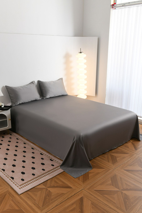 Lenjerie De Pat Premium Din Matase 6 Piese - Gri [2]