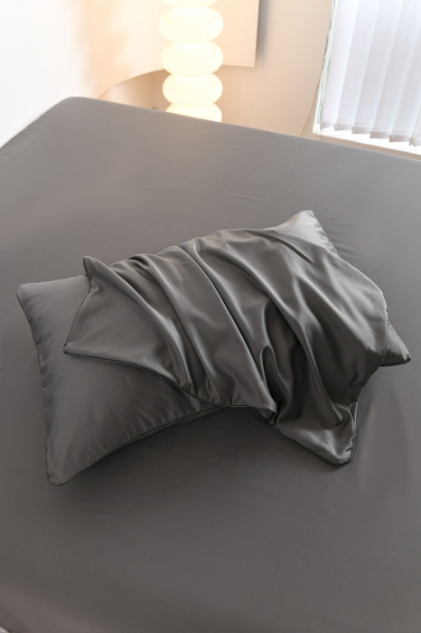 Lenjerie De Pat Premium Din Matase 6 Piese - Gri [14]