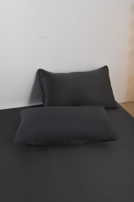 Lenjerie De Pat Premium Din Matase 6 Piese - Gri Antracit [6]