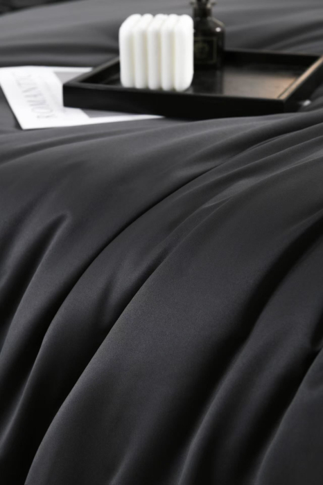 Lenjerie De Pat Premium Din Matase 6 Piese - Gri Antracit [8]