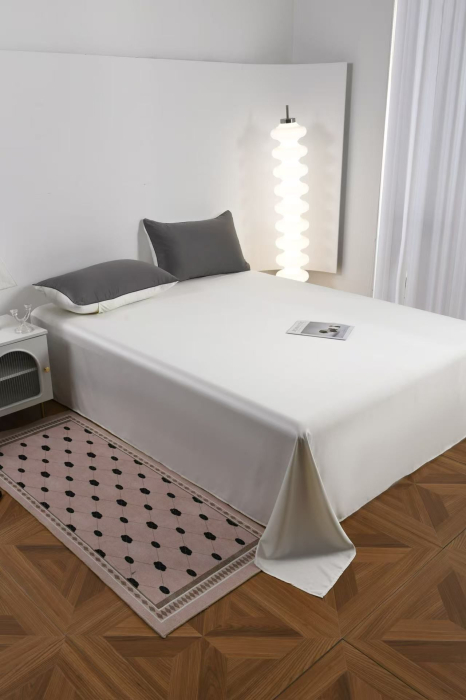 Lenjerie De Pat Premium Din Matase 6 Piese - Gri Cu Gri Deschis [3]