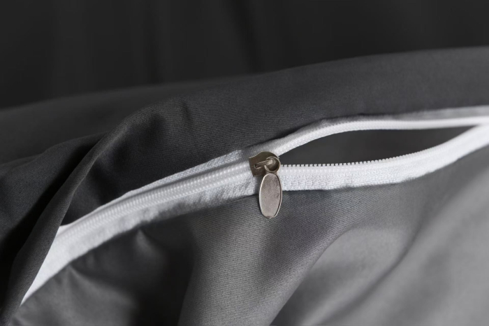 Lenjerie De Pat Premium Din Matase 6 Piese - Gri Inchis Si Gri Deschis [5]