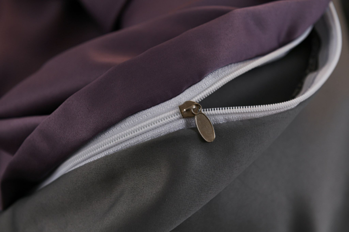 Lenjerie De Pat Premium Din Matase 6 Piese - Gri Si Violet [16]