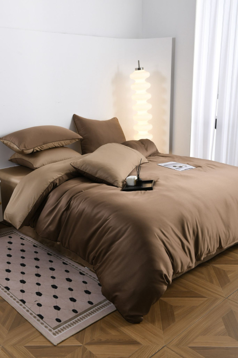 Lenjerie De Pat Premium Din Matase 6 Piese - Maro [13]