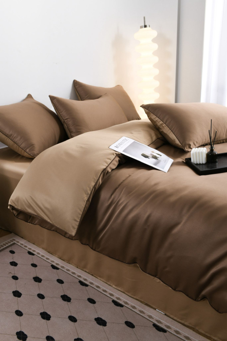 Lenjerie De Pat Premium Din Matase 6 Piese - Maro [14]