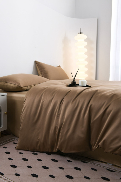 Lenjerie De Pat Premium Din Matase 6 Piese - Maro [15]
