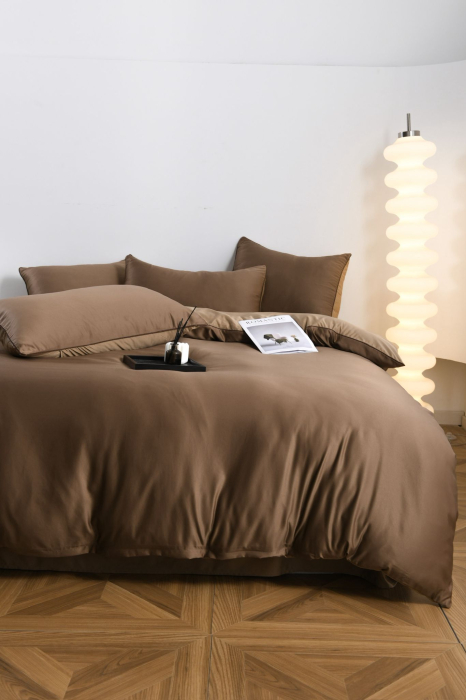 Lenjerie De Pat Premium Din Matase 6 Piese - Maro [5]