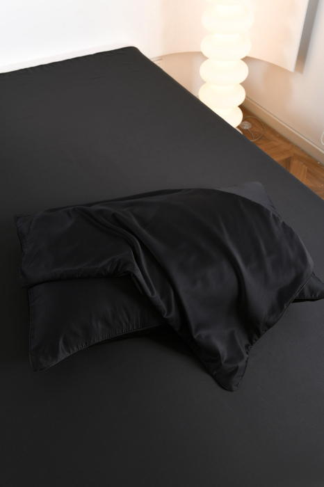 Lenjerie De Pat Premium Din Matase 6 Piese - Negru [5]