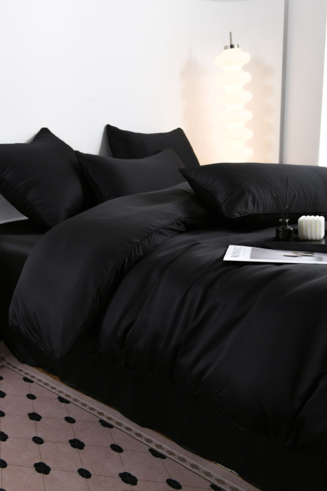 Lenjerie De Pat Premium Din Matase 6 Piese - Negru [19]
