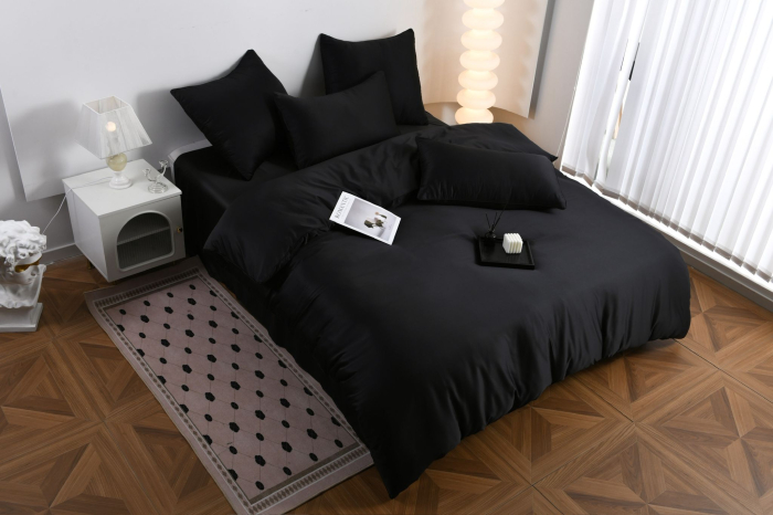 Lenjerie De Pat Premium Din Matase 6 Piese - Negru [14]