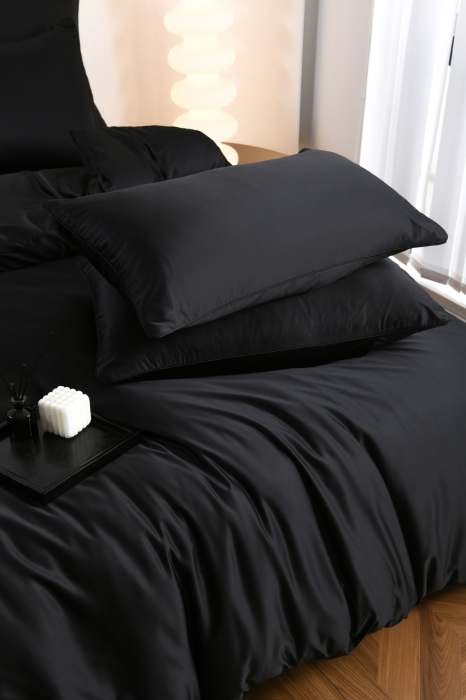 Lenjerie De Pat Premium Din Matase 6 Piese - Negru [18]