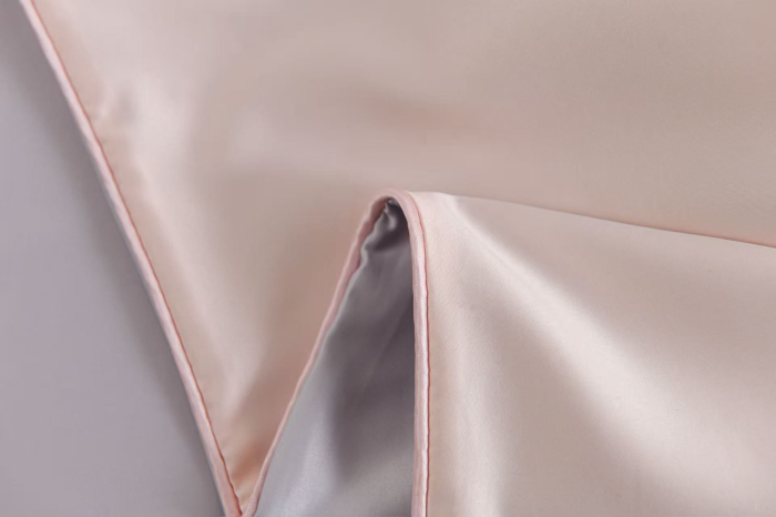 Lenjerie De Pat Premium Din Matase 6 Piese - Somon Cu Gri Deschis [6]