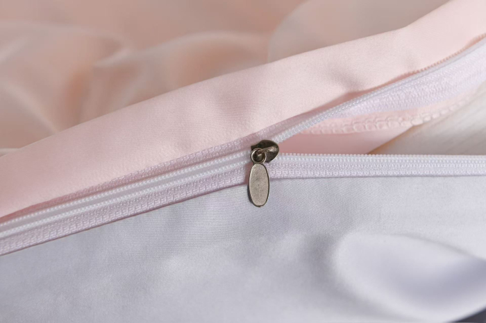 Lenjerie De Pat Premium Din Matase 6 Piese - Somon Cu Gri Deschis [17]