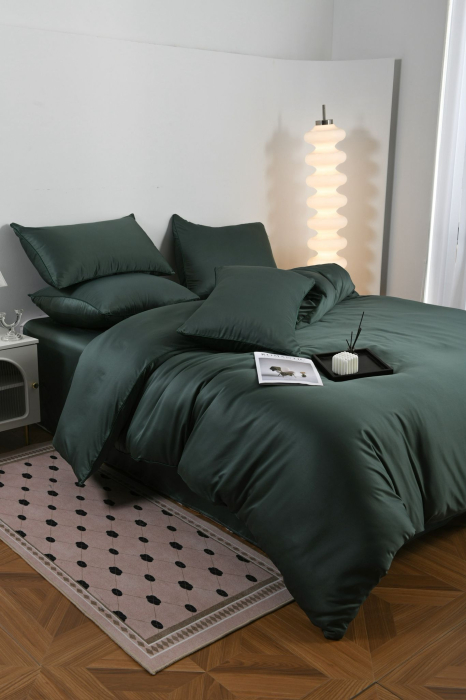 Lenjerie De Pat Premium Din Matase 6 Piese - Verde [14]