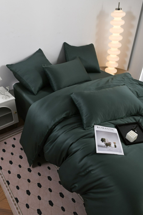 Lenjerie De Pat Premium Din Matase 6 Piese - Verde [11]