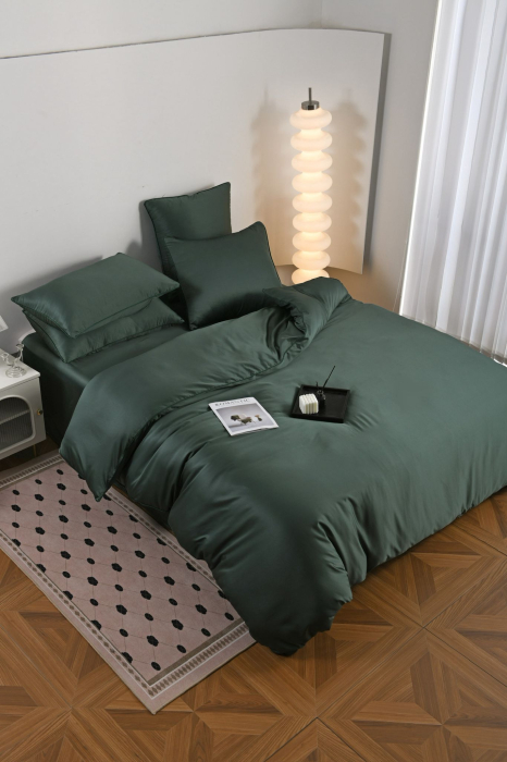 Lenjerie De Pat Premium Din Matase 6 Piese - Verde [3]