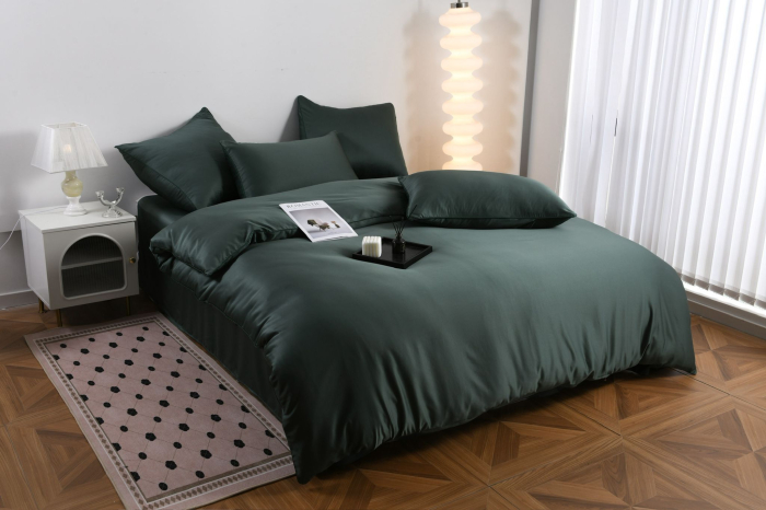 Lenjerie De Pat Premium Din Matase 6 Piese - Verde [13]