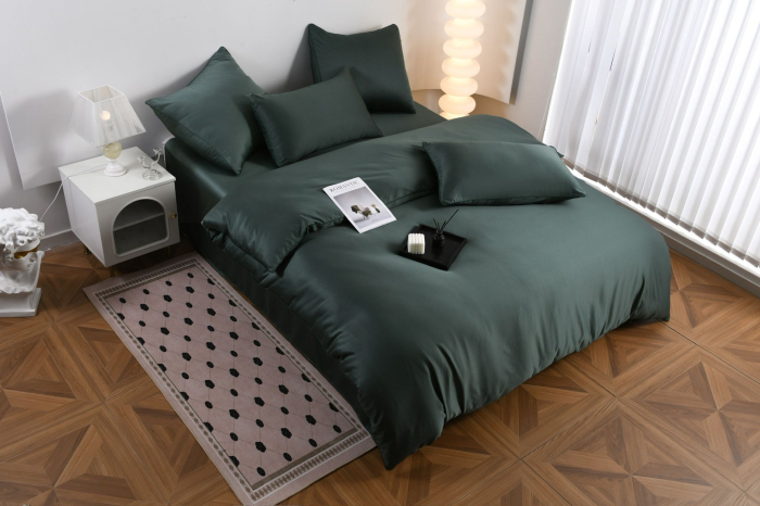 Lenjerie De Pat Premium Din Matase 6 Piese - Verde [4]