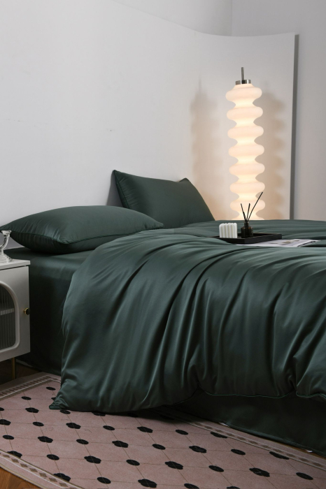 Lenjerie De Pat Premium Din Matase 6 Piese - Verde [15]
