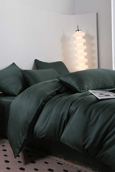 Lenjerie De Pat Premium Din Matase 6 Piese - Verde [17]