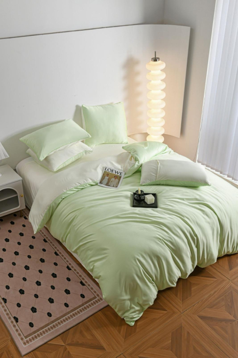 Lenjerie De Pat Premium Din Matase 6 Piese - Verde Lime [16]