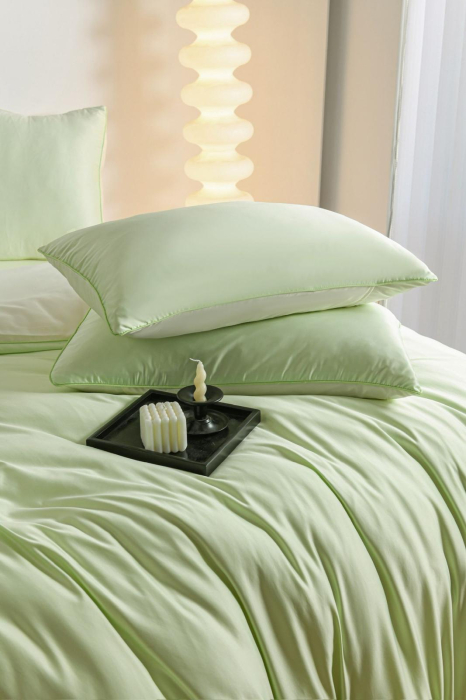 Lenjerie De Pat Premium Din Matase 6 Piese - Verde Lime [8]