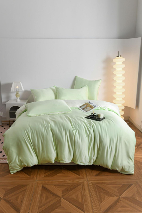 Lenjerie De Pat Premium Din Matase 6 Piese - Verde Lime [4]