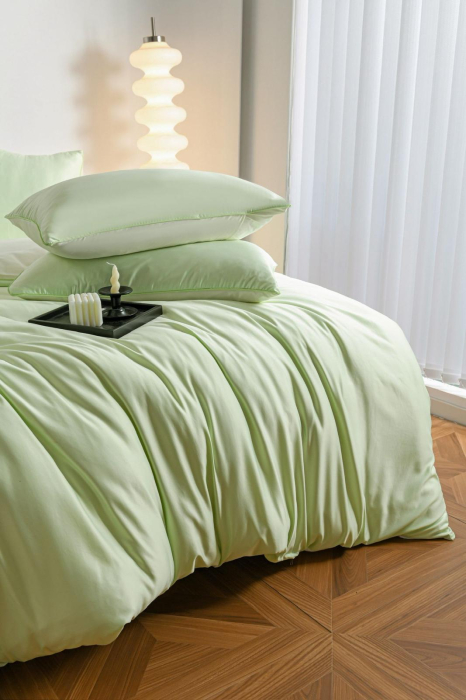 Lenjerie De Pat Premium Din Matase 6 Piese - Verde Lime [13]