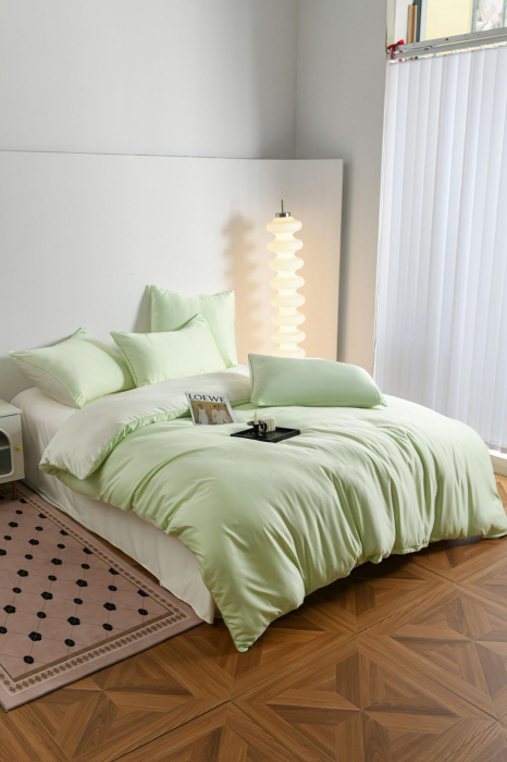 Lenjerie De Pat Premium Din Matase 6 Piese - Verde Lime [20]
