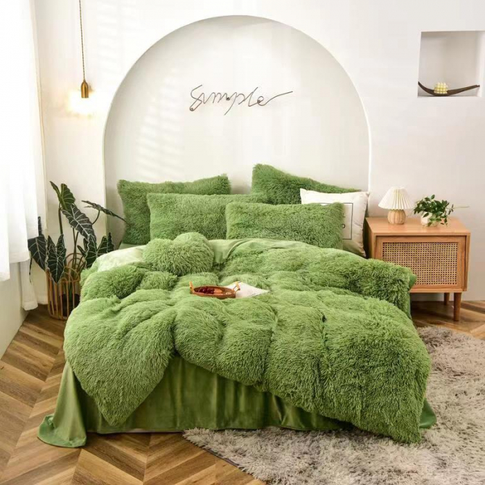 Lenjerie De Pat Pufoasa FLUFFY - Verde [2]