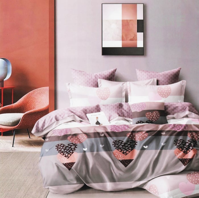 Lenjerie Din Bumbac Satinat 4 Piese - Inimioare Animal Print [1]