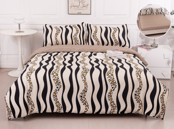 Lenjerie Din Bumbac Satinat Cu Elastic 4 Piese - Africa Print [1]