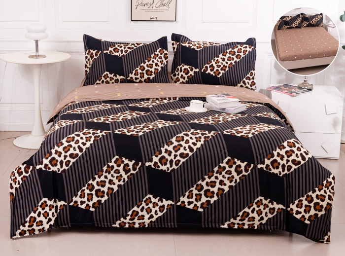 Lenjerie Din Bumbac Satinat Cu Elastic 4 Piese - Leopard Abstract [1]