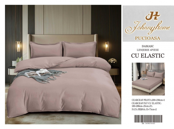 Lenjerie Din Bumbac Tip Damasc Cu Elastic - Gri Taupe [2]