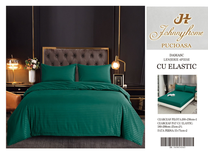 Lenjerie Din Bumbac Tip Damasc Cu Elastic - Verde Salvie [1]