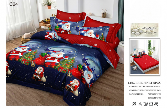 Lenjerie Din Bumbac Tip Finet Cu Elastic Craciun - Mos Craciun [1]