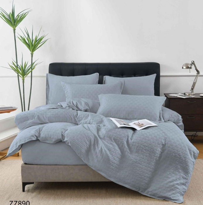 Lenjerie Din Bumbac Tip Finet Cu Elastic Model Crosetat - Gri Albastrui [1]