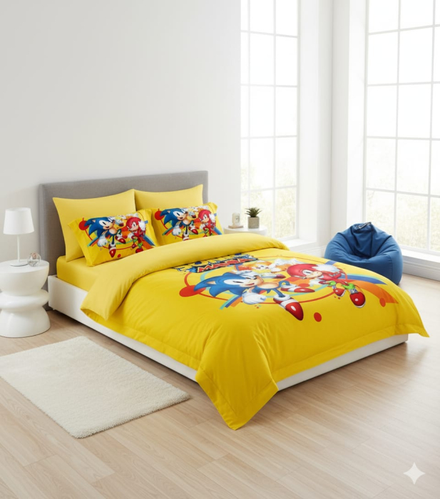 Lenjerie Din Bumbac Tip Finet Premium Cu Elastic - Sonic Mania Galben [3]