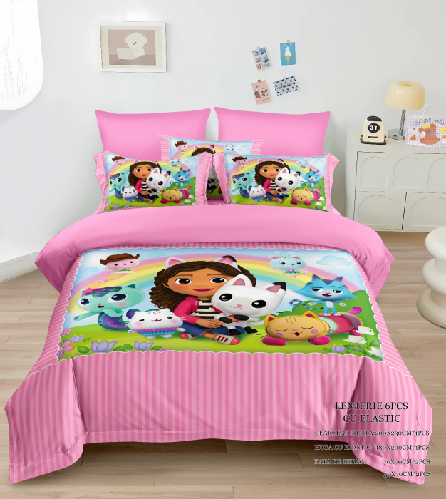 Lenjerie Din Bumbac Tip Finet Premium Cu Elastic - Casa De Papusi A Lui Gabby [1]