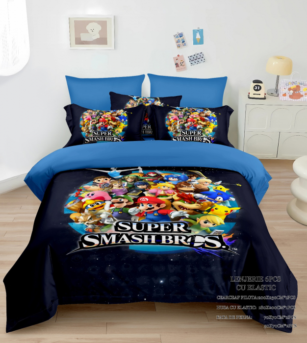 Lenjerie Din Bumbac Tip Finet Premium Cu Elastic - Super Mario Bros Si Prietenii [1]