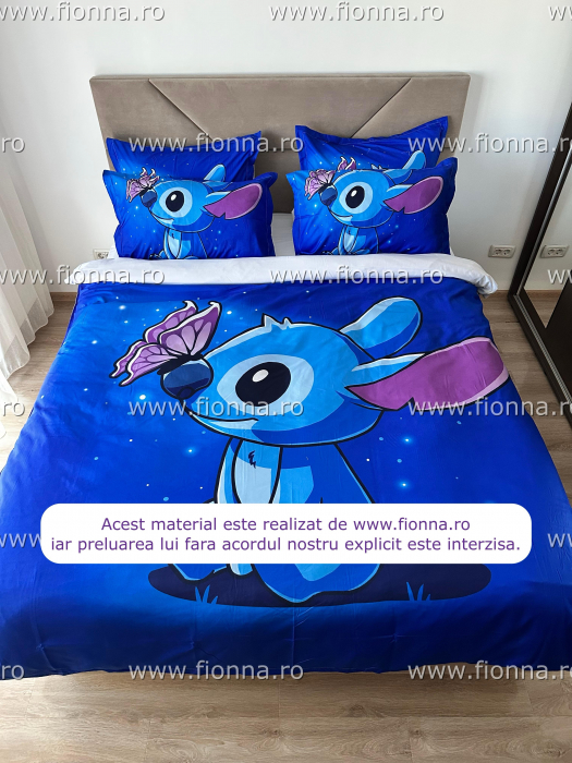 Lenjerie Din Bumbac Tip Finet Premium Disney - Stitch Visator [3]