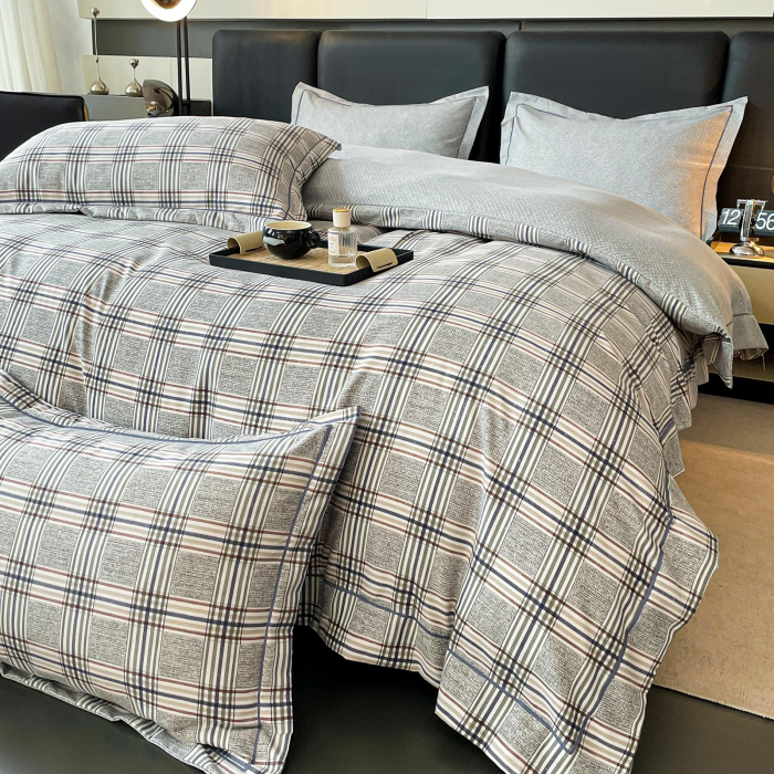 Lenjerie Din Bumbac Tip Finet PREMIUM Luxury Cu Elastic - Carouri [2]