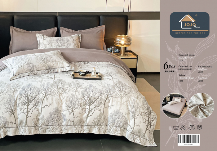 Lenjerie Din Bumbac Tip Finet PREMIUM Luxury Cu Elastic - Copaci [7]