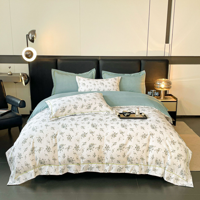 Lenjerie Din Bumbac Tip Finet PREMIUM Luxury Cu Elastic - Floricele Boem [1]