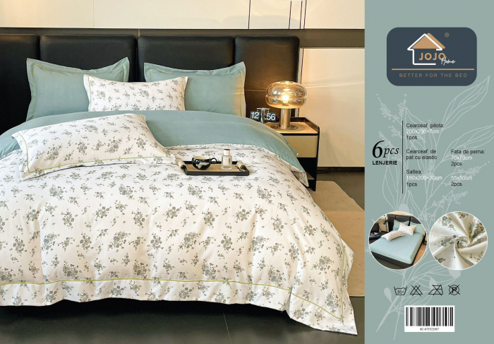 Lenjerie Din Bumbac Tip Finet PREMIUM Luxury Cu Elastic - Floricele Boem [5]