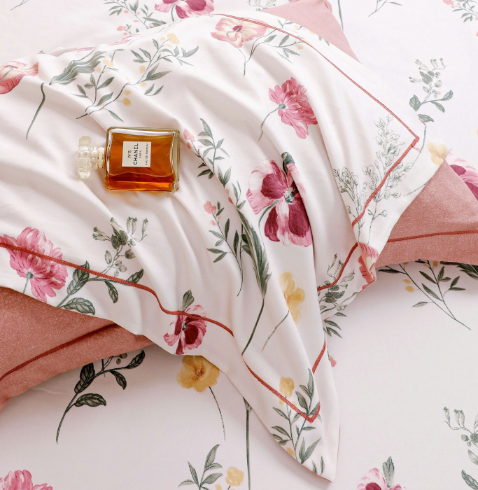 Lenjerie Din Bumbac Tip Finet PREMIUM Luxury Cu Elastic - Floricele Roz [3]