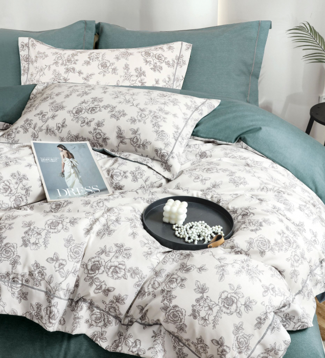 Lenjerie Din Bumbac Tip Finet PREMIUM Luxury Cu Elastic - Mini Trandafiri [2]